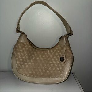 Dooney & Bourke Tan Leather Hobo Bag with Geometric Pattern